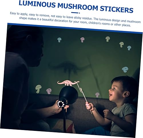 Miniatura 5 de KOMBIUDA 36 calcomanías luminosas de pared de hongos, calcomanías de color para habitación de niños, calcomanías de pared para niños, calcomanías de