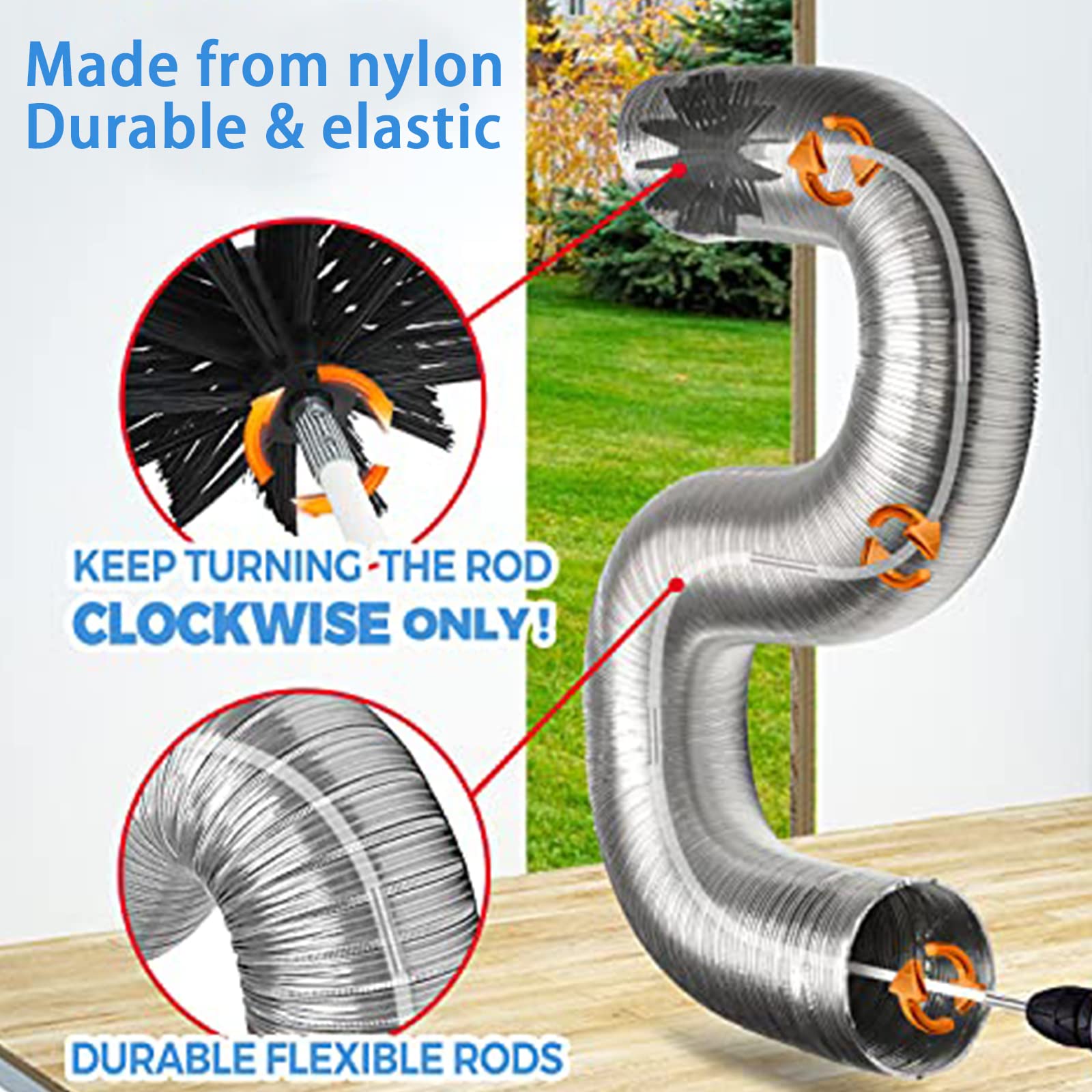 Bastone di Nylon 800 cm Spazzola per Pulizia Camino 20 Barre Flessibili