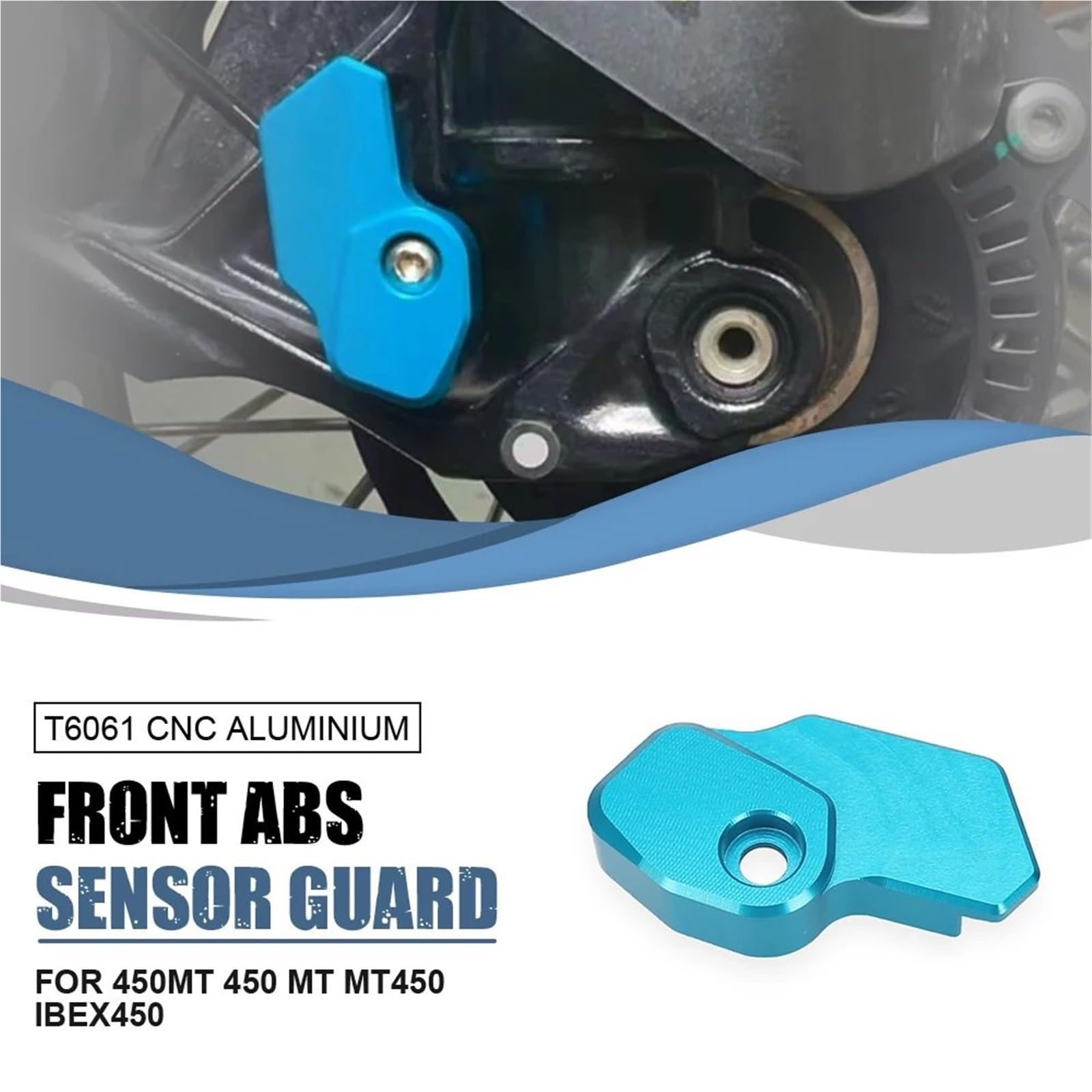 adapter podpórki Pasuje do CFMOTO CF MOTO 450MT Ibex 450 2024-2026 MT Motocykl Przednia osłona czujnika ABS Ochraniacz zacisku hamulcowego(Light Blue)