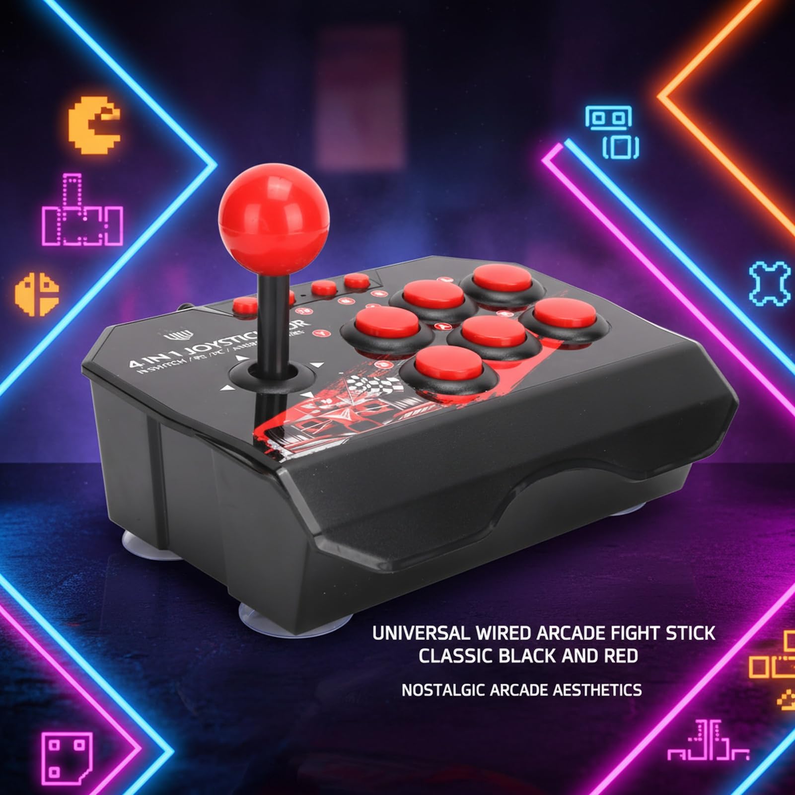 Sustvita Universal Fighting Stick for Switch, Fighting Fighting Joystick z 6 przyciskami sterowania, na PS3, na PC, do gry