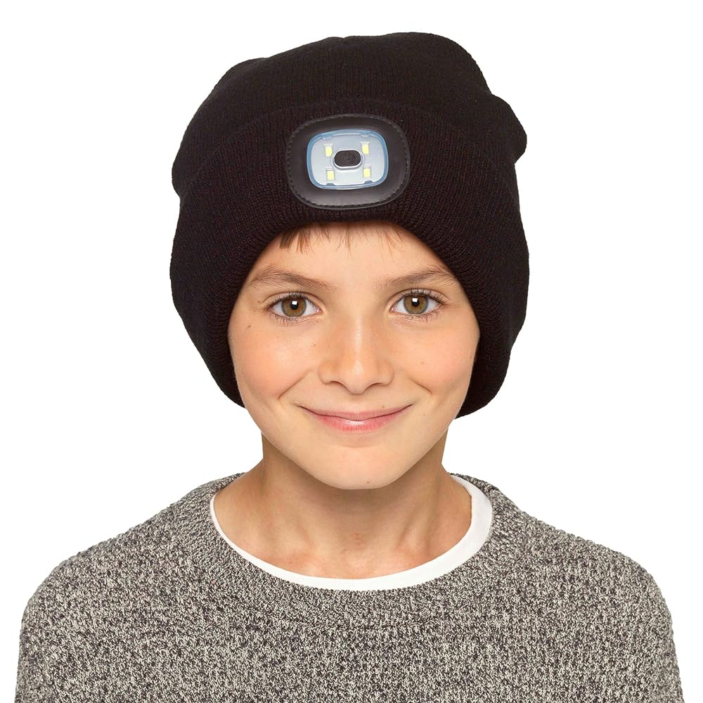 Undercover Kids Rechargeable Beanie LED Light Hat GL1076 Black 6-9 Years