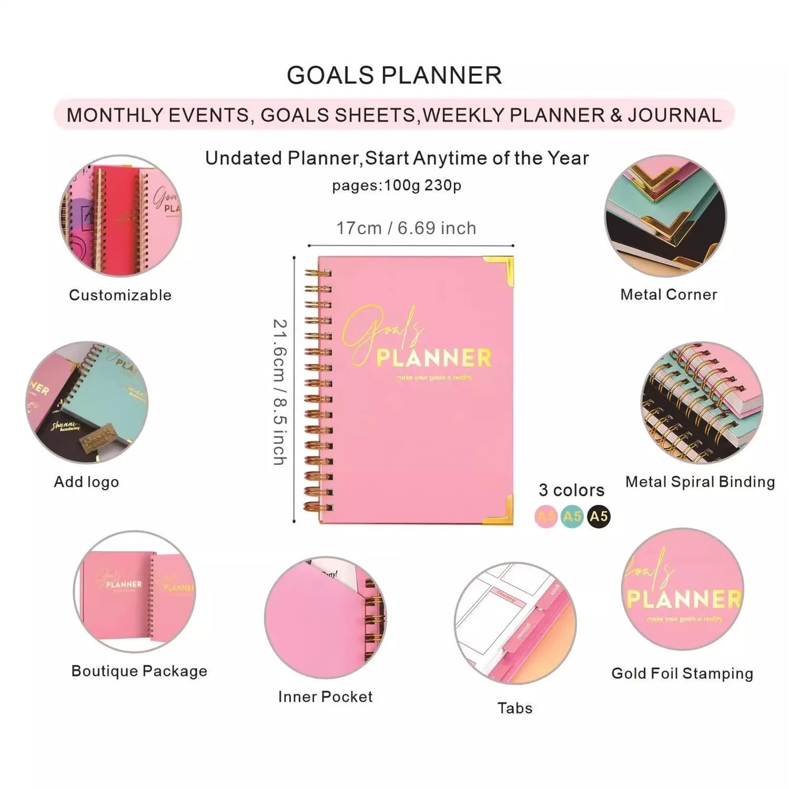 Planer Zeitplan Notizbuch Ziel Spule Hochzeit Übungsbuch Zielbuch Hochzeitsplaner Buch für Euren(Rose Red)