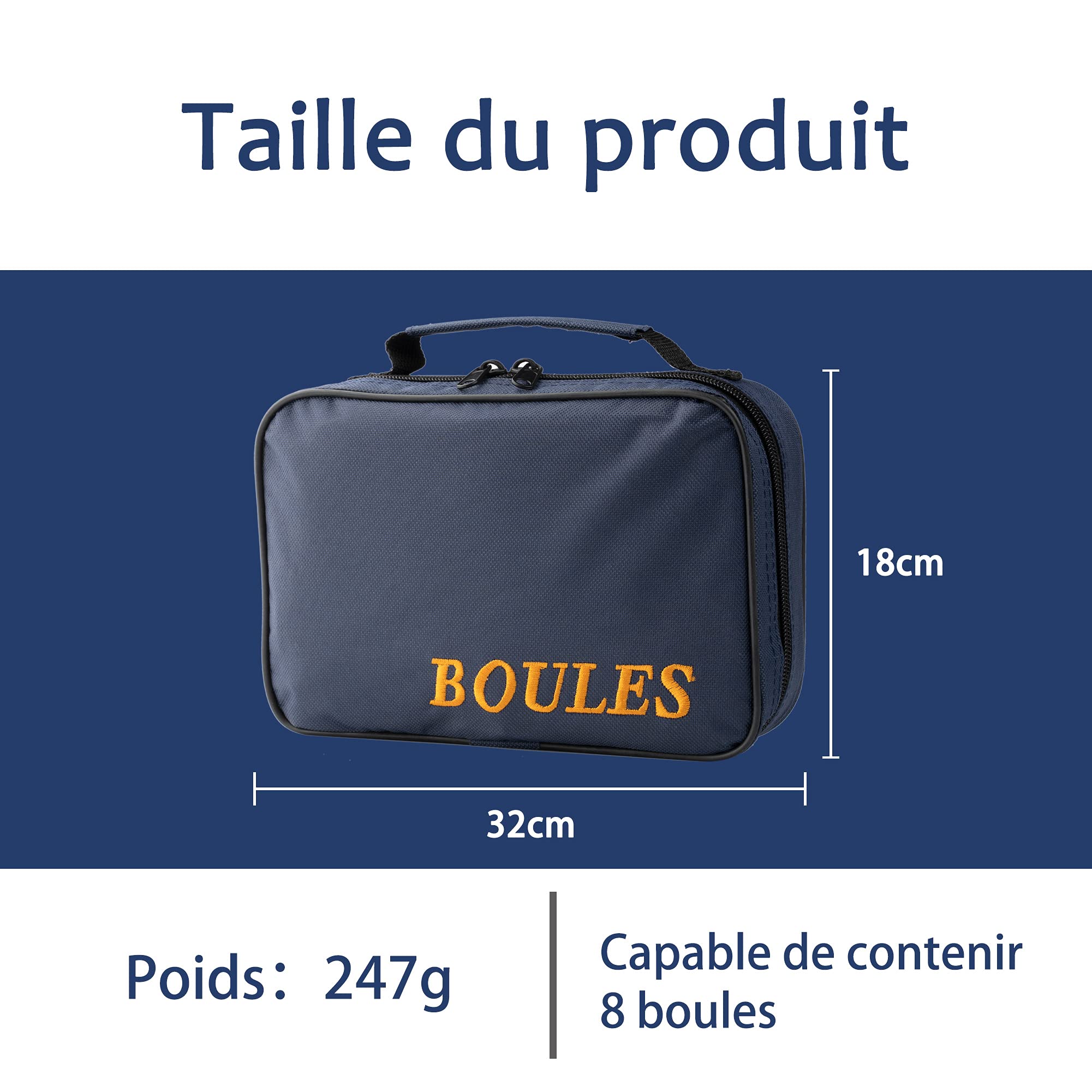 Tofern 2 Sac Boule de Pétanque，Sac Pétanque Nylon Oxford Robuste Pratique, Sacoche pour 3/6/8 Boules Pétanque