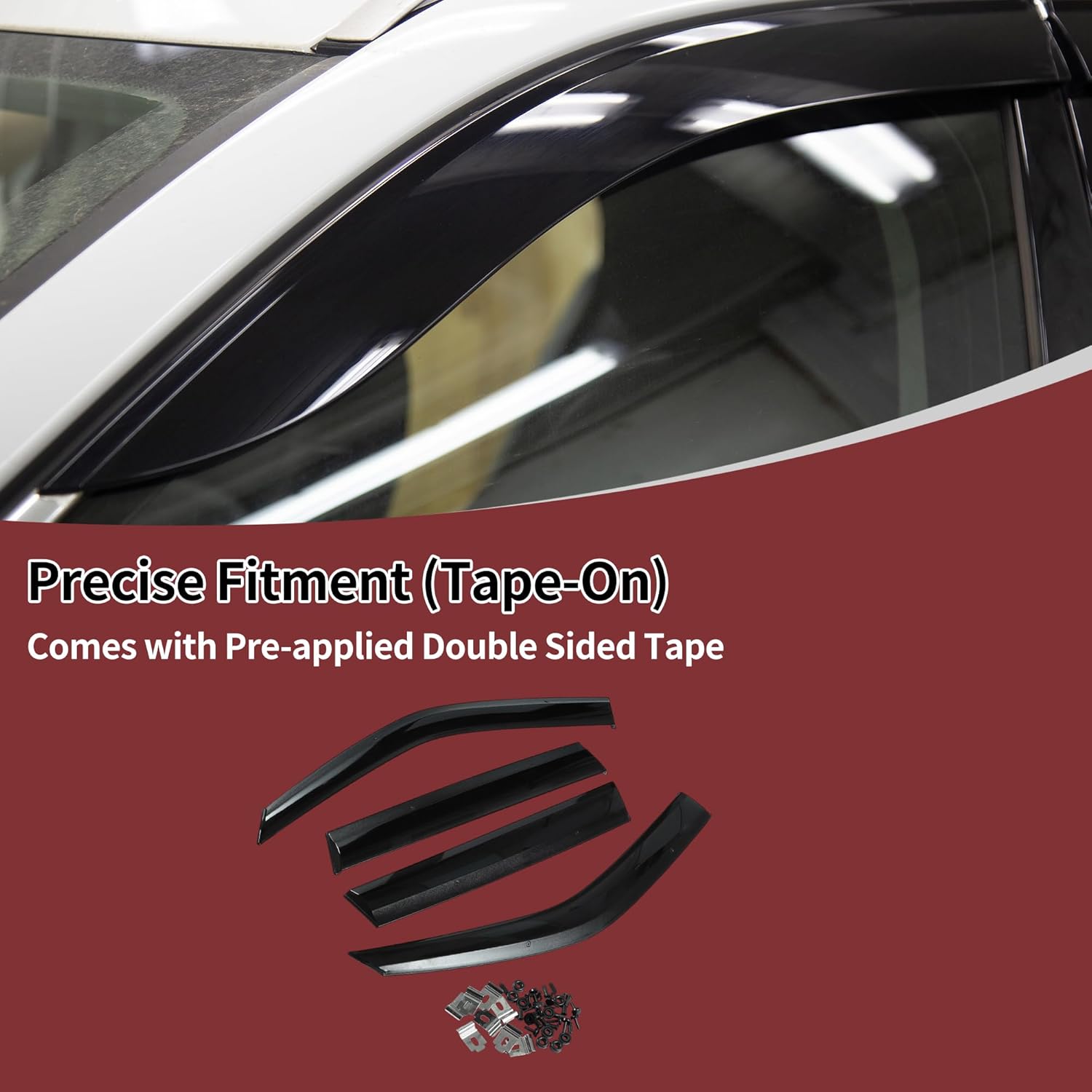 Window Deflectors for Subaru Forester 2009-2013 Side Window Vent Visors Black Reinforced Acrylic 4 Pcs
