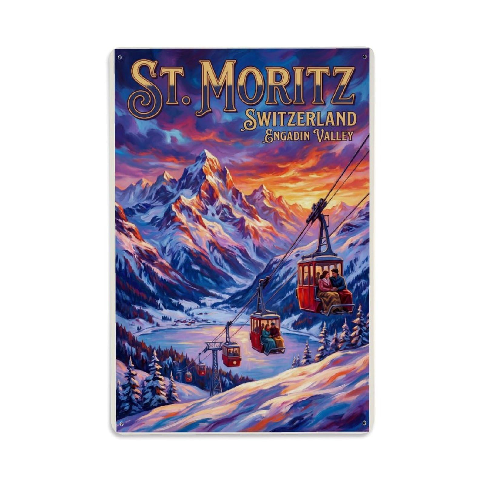 Olhnbad Style Luxury Switzerland Romantic Alpine Travel Metal Tin Sign