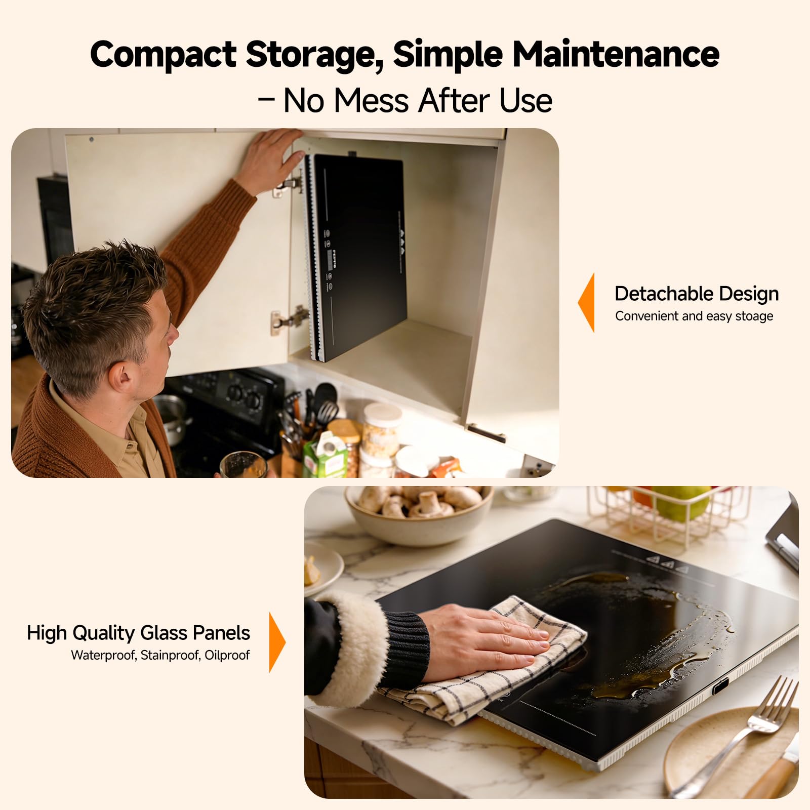 FEPPO Bandeja de calentamiento eléctrica con control independiente de temperatura y temporizador, calentador de alimentos modular 2 en 1 para fiestas, bufé, tapete de calentamiento de superficie de