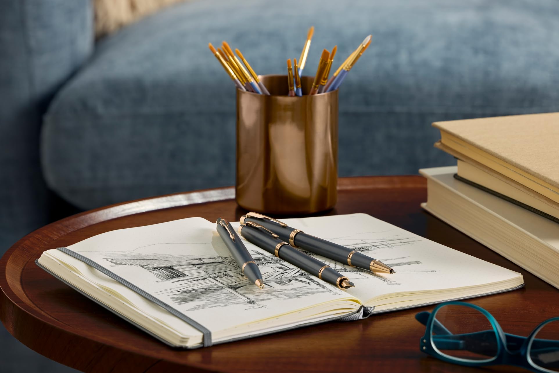 PARKER IM Set penna a sfera + penna stilografica con incisione personalizzata – Penna di lusso personalizzata – The Finishing Touch Collection regalo per matrimonio, compleanno, ufficio (Slate)