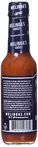 Vista 30 de Melinda's Salsa picante de pimiento fantasma, salsa picante gourmet extra picante, hecha con ingredientes frescos, pimientos fantasmas