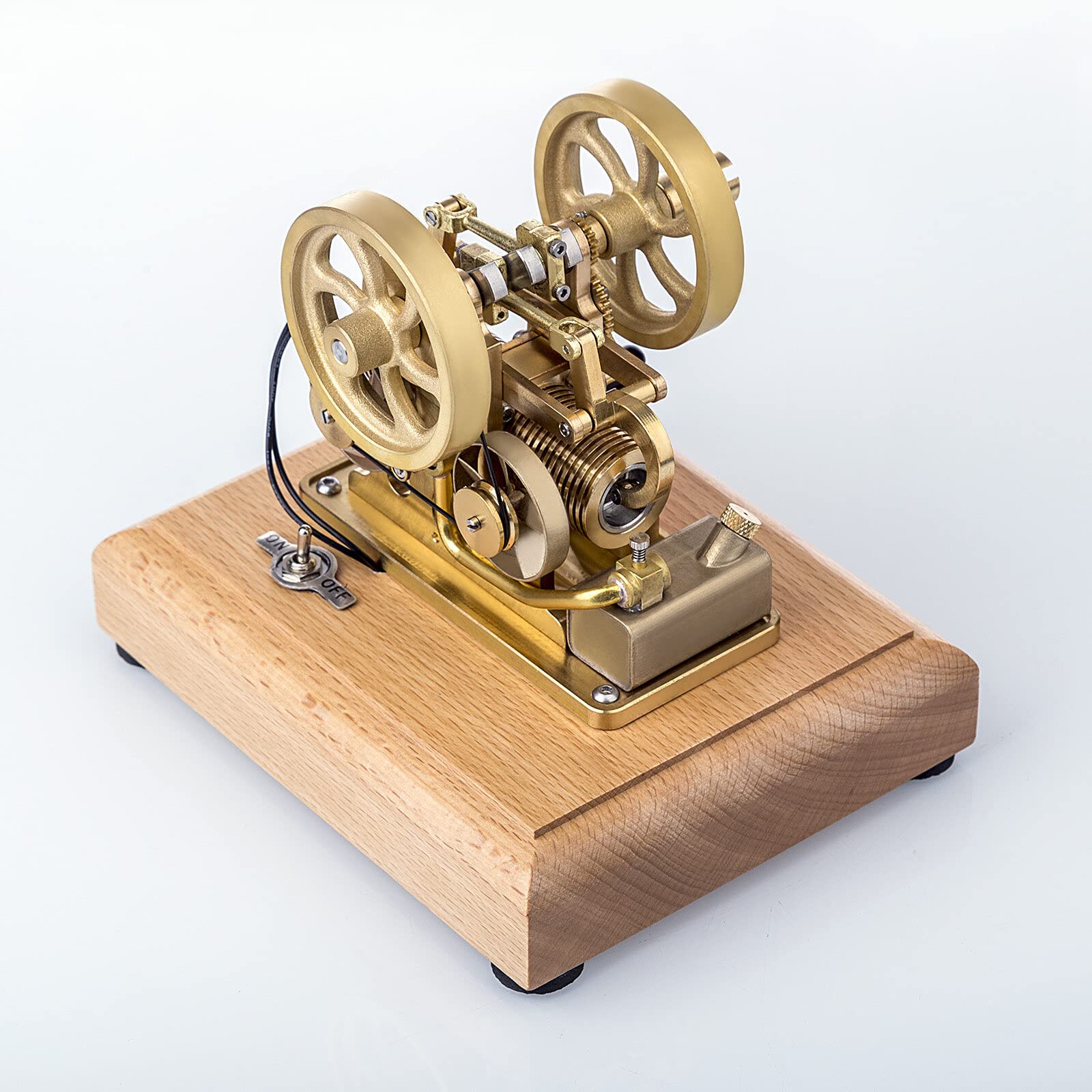 Joytopiaminds Retrol Dampfmaschinen-Modellbausatz, 1,9-cm³-Atkinson-Zyklus-Viertakt-Gasmotor mit Differential-Gegenkolben und Holzsockel, Physik-Lernspielzeug für Erwachsene