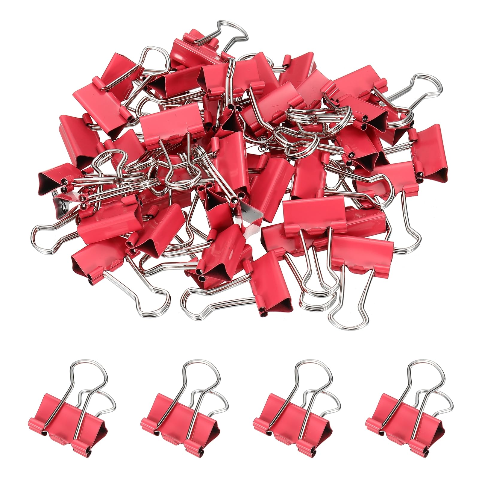 PATIKIL 0.75 Inch Small Binder Clips, 50 Pcs Sturdy Paper Clamps with Silver Wire Handles for Home Office Supplies Business Paperwork Document Organizing, Light Red