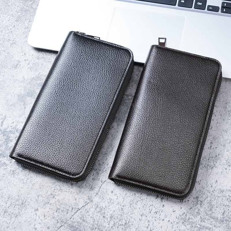 VIDI Pu Leather Long Wallet Men's Zipper Large Capacity