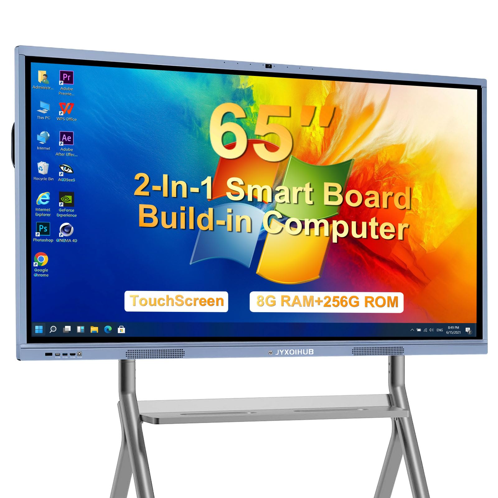 65 Smart Board 4K UHD Interactive Whiteboard All-in-One Touchscreen Electronic Smartboard Android 11 Windows 10 8 256GB 20MP