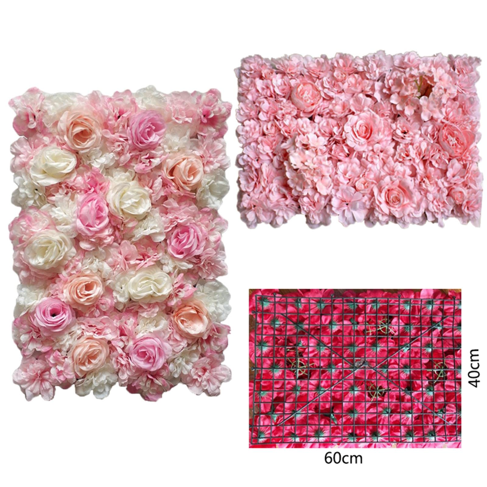 Pannello Decorativo A Fiori Artificiali Di Seta Rosa – 8 Pezzi Da 60x40 Cm Per Matrimoni, Feste E Home Decor