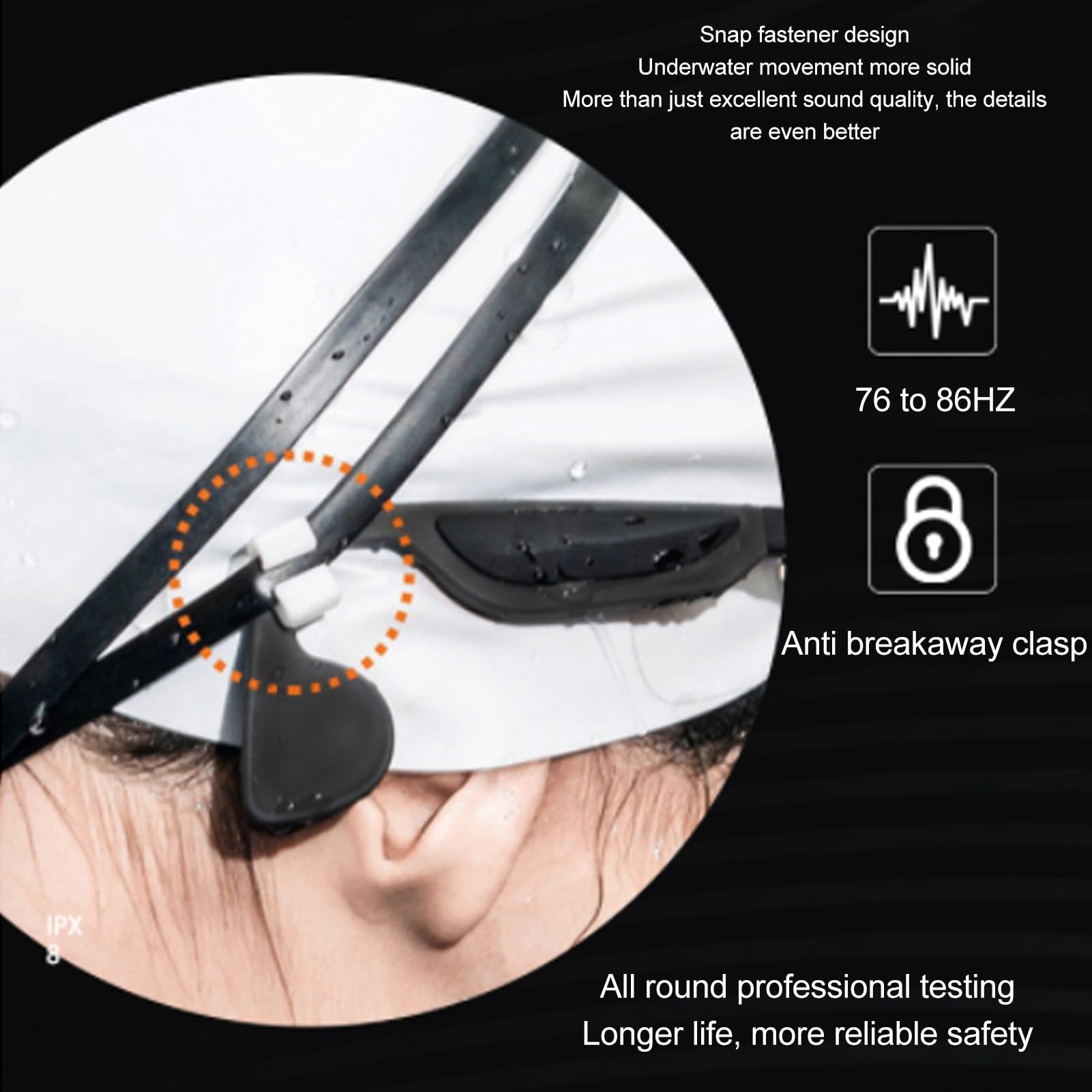 Cuffie da nuoto impermeabili IP68 Conduzione ossea Auricolare wireless con orecchio aperto per palestra Corsa e allenamento Batteria incorporata in silicone in lega (Terza generazione)
