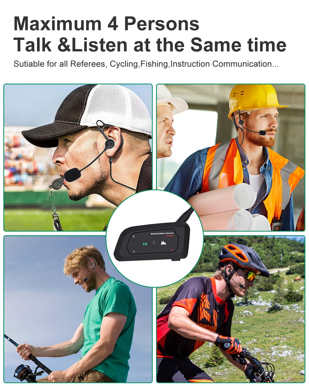 Auriculares de árbitro, sistema de comunicación de árbitro, juegos de sistema de comunicación para 2 a 4 personas, auriculares inalámbricos Bluetooth para entrenador oficial de voleibol