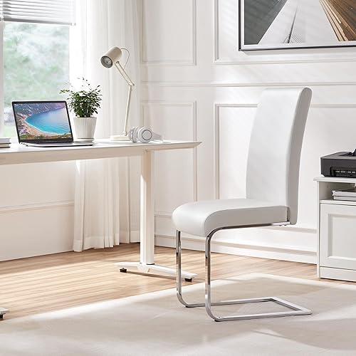 Miniatura 63 de Yaheetech Juego de 2 sillas de comedor modernas tapizadas de piel sintética con respaldo alto y patas metálicas cromadas para cocina, sala de estar,