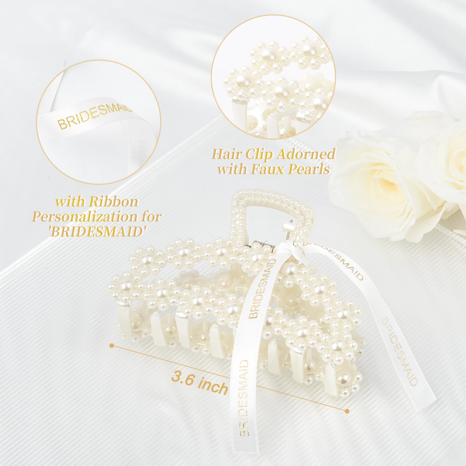 Pearl Hair Clips Set 11pcs White Claw Clips for Thick Thin Hair Bridesmaids Pearl Claw Clip – Rustic Flair main image 4