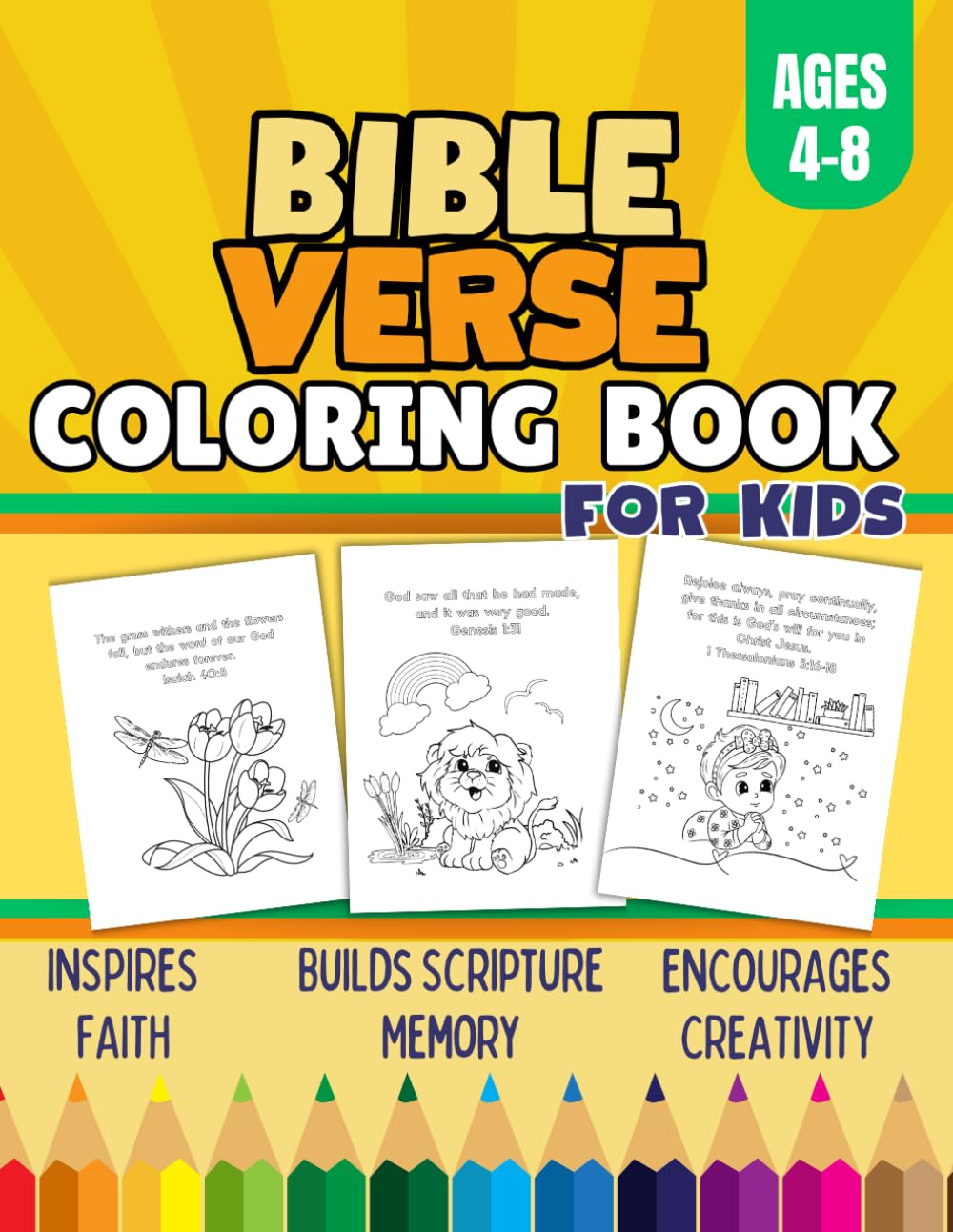 Bible Verse Coloring Book for Kids: 50 Fun Designs of Inspirational Christian Coloring Pages with Scripture Verses