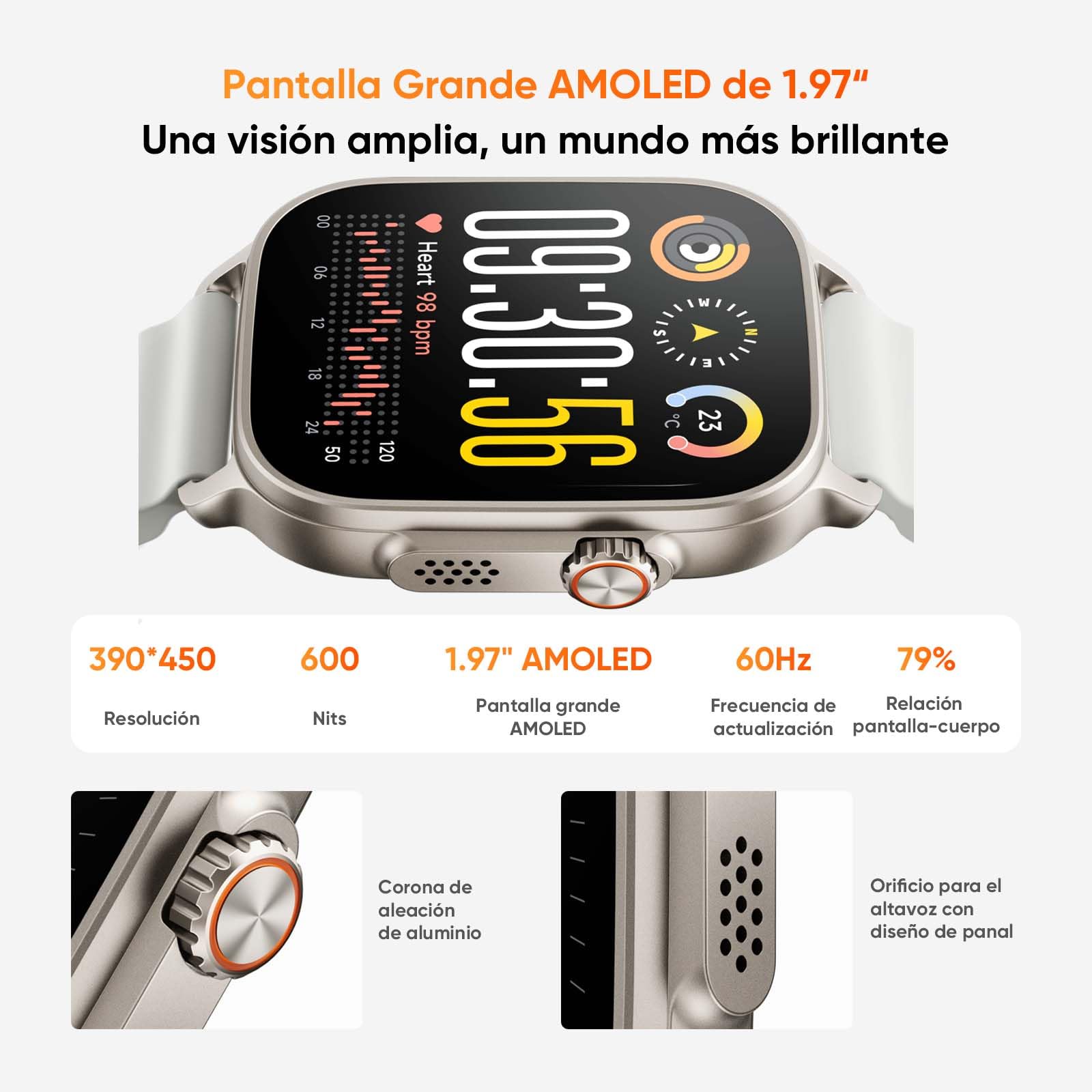 realme Watch 5 Smartwatch con Batería de 20 Días, Reloj Inteligente con 108 Modos de Deportes, Monitor de Salud, Reloj Inteligente 1.97" AMOLED y Resistente de IP68, NFC, GPS, Plata