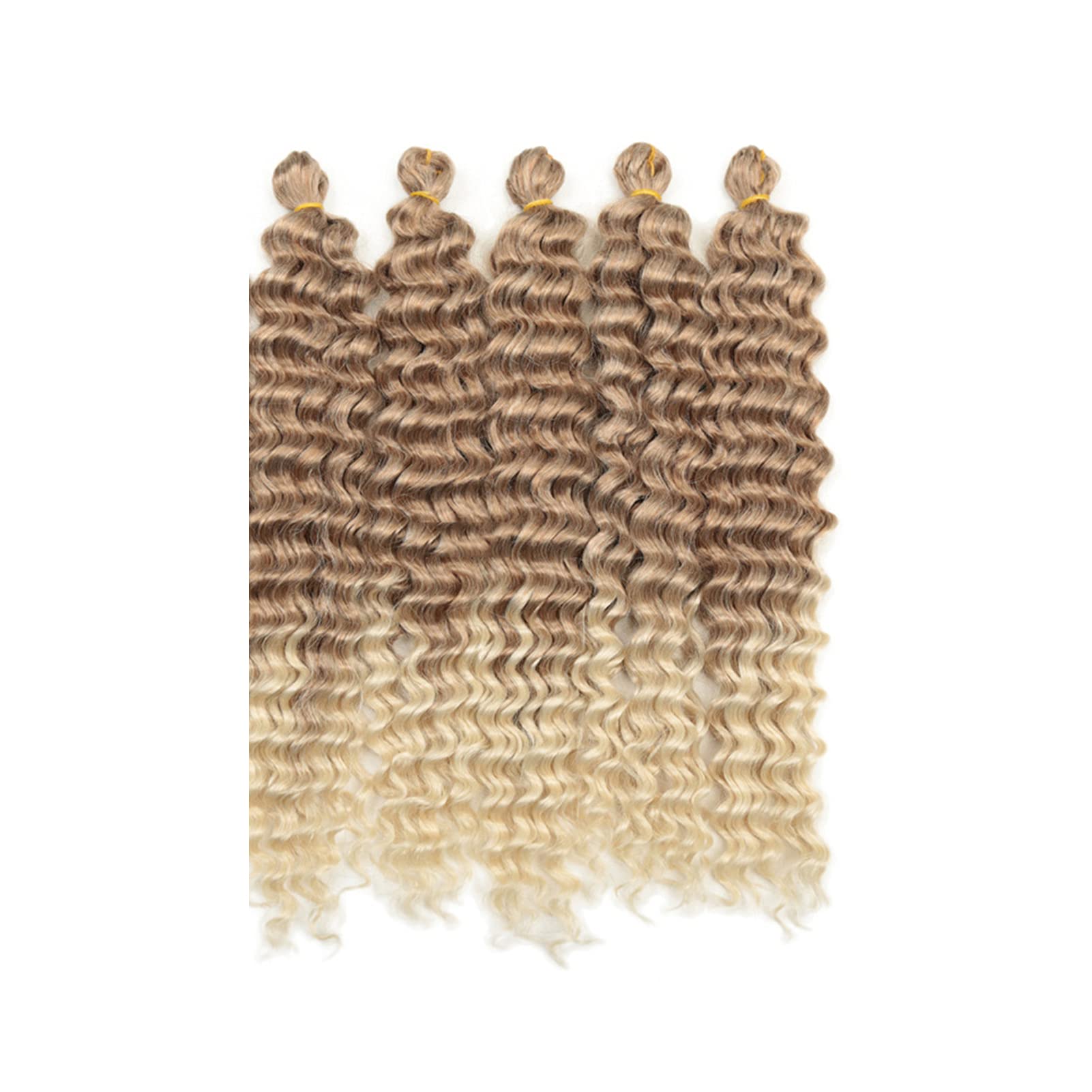 Melisay Pelo Para Trenzas Africanas 5 Paquetes 22'' Onda de Agua Crochet Cabello Trenzado Extensiones de Cabello Trenzas Pelo Sintético Rizado para Africanas Extensiones-T27/613#