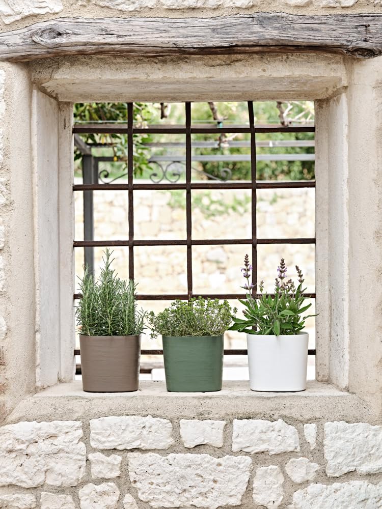 Teraplast Vaso per fiori modello Capri, fioriera da esterno in polietilene con riserva d'acqua interna, cm 38x38x30 Made in Italy (CM 38, FOREST)