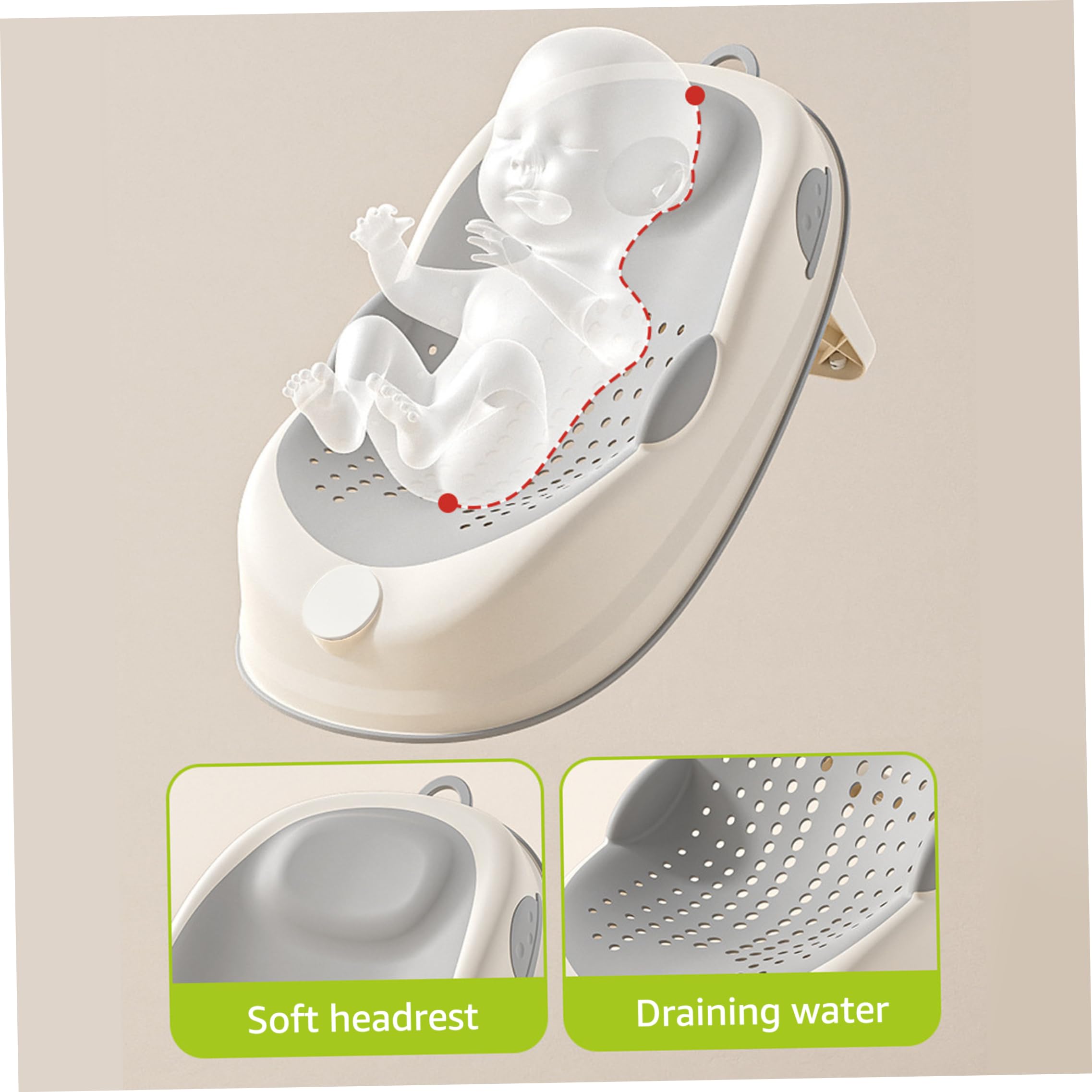 Supporto per bagnetto, seggiolino per vasca da bagno antiscivolo con supporto morbido per la colonna vertebrale e piedini pieghevoli, grigio