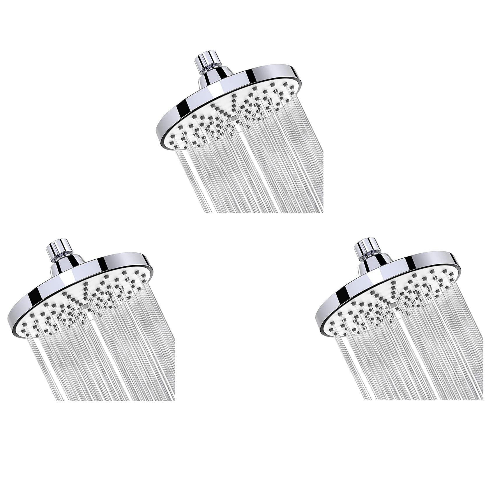 Hndhbfgrt Silver & Gray 3X Shower Head 6 Inch Anti-Leak Anti-Clog Fixed Rain Showerhead Rainfall Relaxation And Spa (Silver)