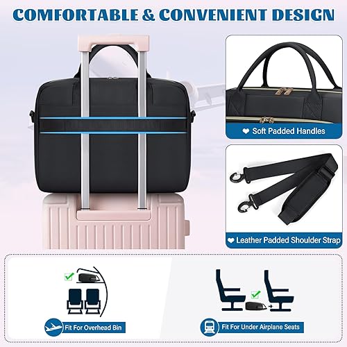 Miniatura 7 de RAINSMORE - Bolsa para laptop de 17.3 pulgadas, maletín para mujer, bolsa de hombro para computadora impermeable, bolsa de mensajero de gran tamaño