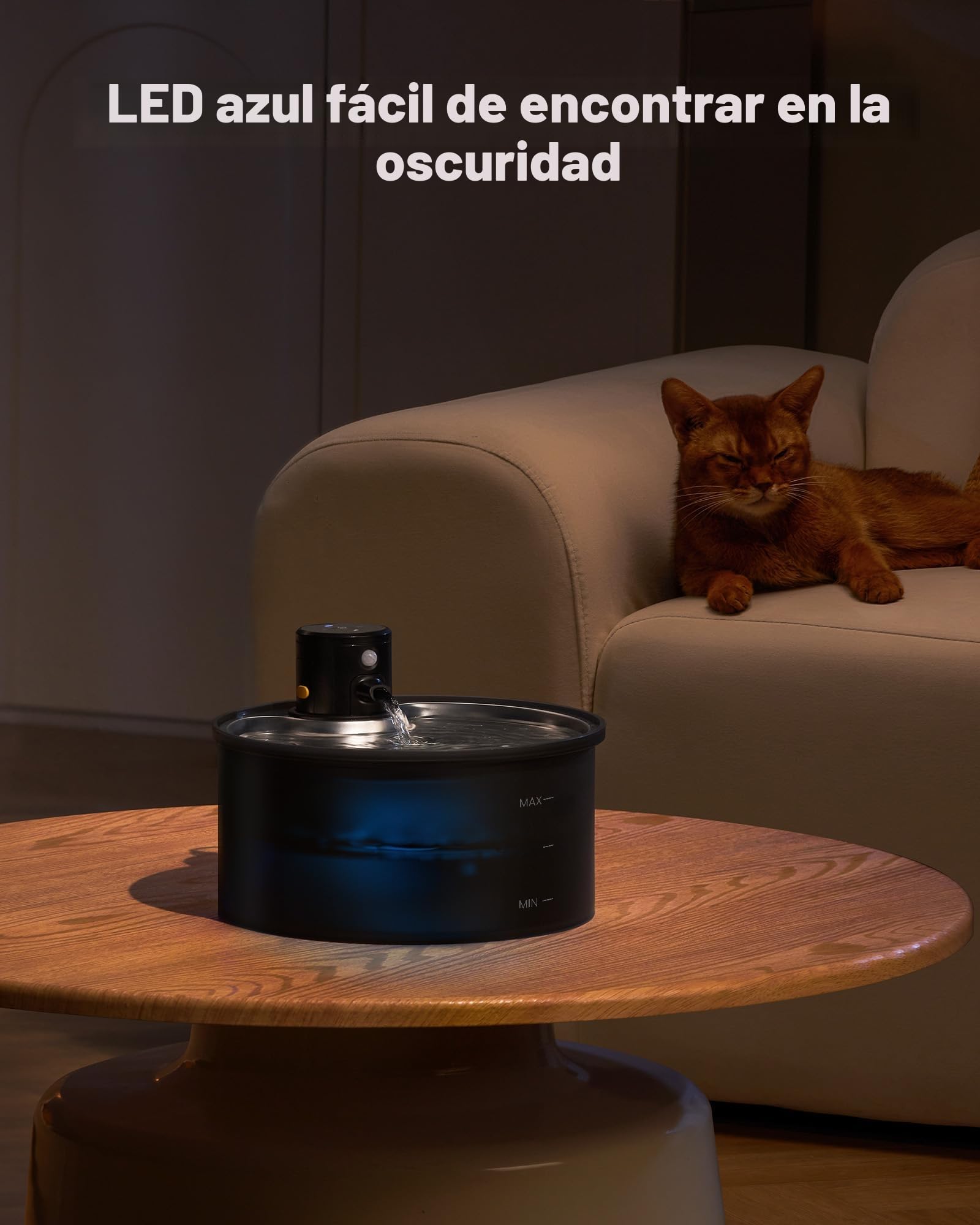 Fuente para Gatos sin Cable: Bebedero Gatos Inalambrico - 3.2L Fuente Gato con Sensor de Movimiento - Automatico Dispensador Agua Gato con Bateria 4000mAh Recargable - Inoxidable Bandeja para Beber