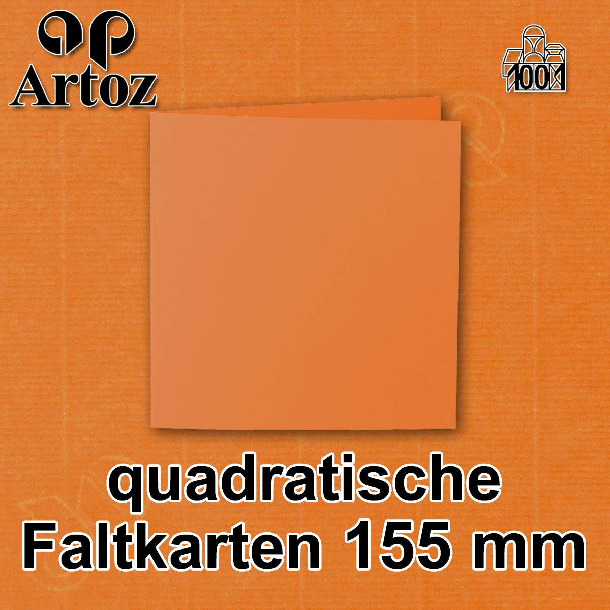 ARTOZ 50x Tarjetas plegables cuadradas - naranja (naranja) - Tarjetas en blanco de 155 x 155 mm para el diseño propio - 220 g/m² acanalado