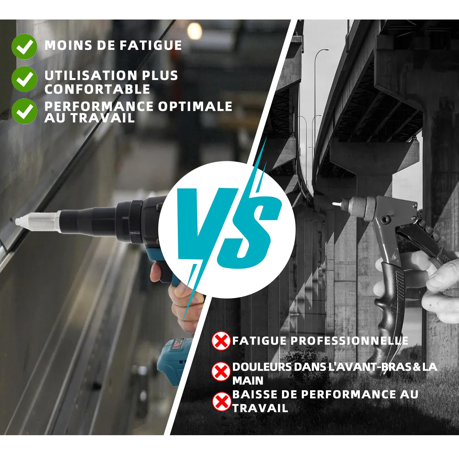 Pince à riveter sans balais avec lumière LED, compatible avec les batteries Makita Li-Ion 18 V, idéale pour les chantiers, les réparations automobiles et le bricolage, sans batterie