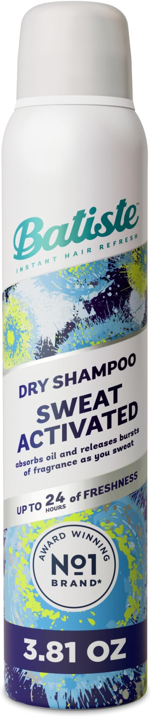 Batiste Sweat Activated Dry Shampoo, Neutralizes Odor for Up to 24 Hours & Prevents Sweat Buildup in Hair, Waterless Shampoo, 3.81 Oz