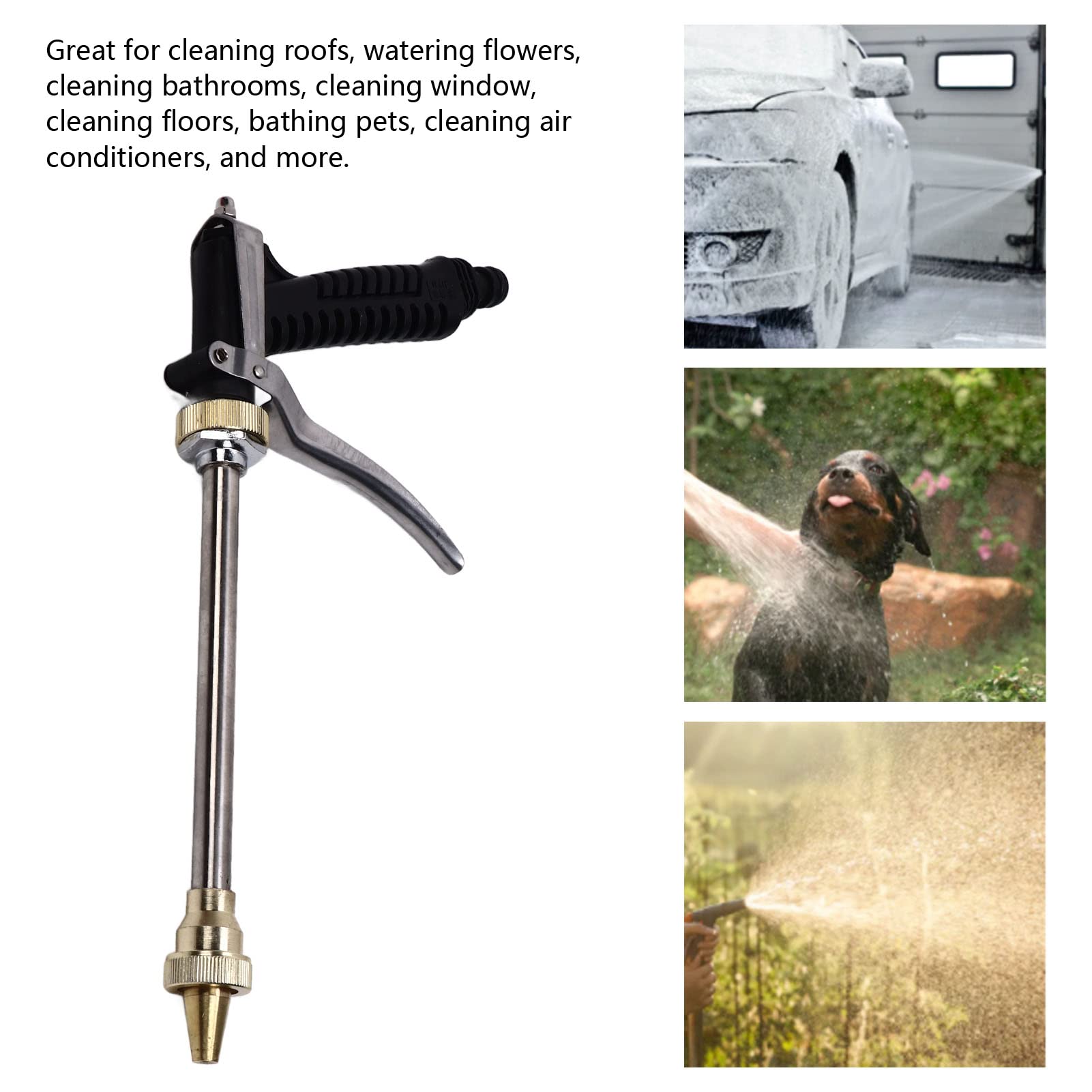 Pistola per irrigazione ad alta pressione, 12V 100W G1/2 Kit irrigatore per irrigazione per tubo da giardino con filettatura esterna Getto per spruzzatore per rondella di pulizia per lavaggio auto, ir