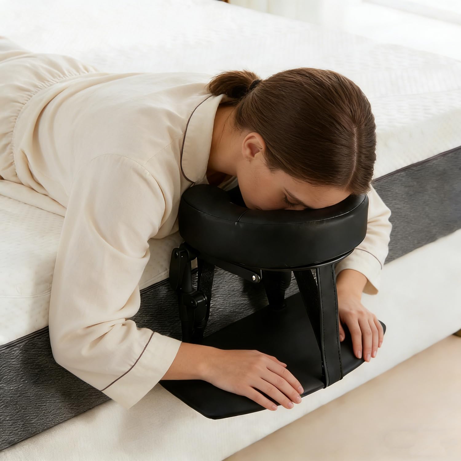 Kit per Massaggi per Materasso,con Bracciolo e Custodia,per Materassi di Spessore 14-45 cm,per Lettini di Bellezza Universali,Nero