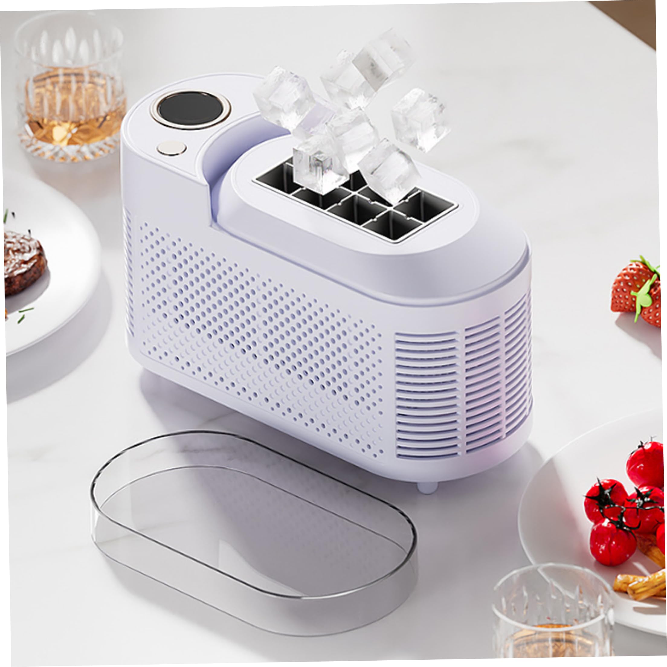 Macchina per cubetti di ghiaccio, Macchina per ghiaccio portatile a 8 griglie Produzione rapida di 10-15 minuti Piccola per casa, campeggio, auto e altro, Viola