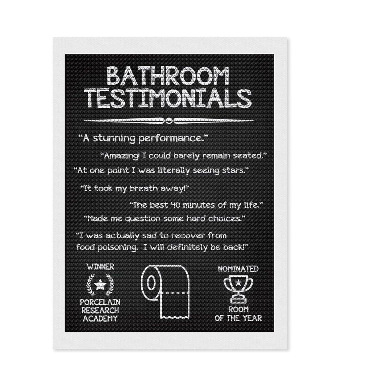 Junmoney Bathroom TESTIMONIALS Round Drill Diamond Painting 12"x16", for Women, Neat Printed Canvas, Festive Craft Gift, Boho Decor, Printed Canvas