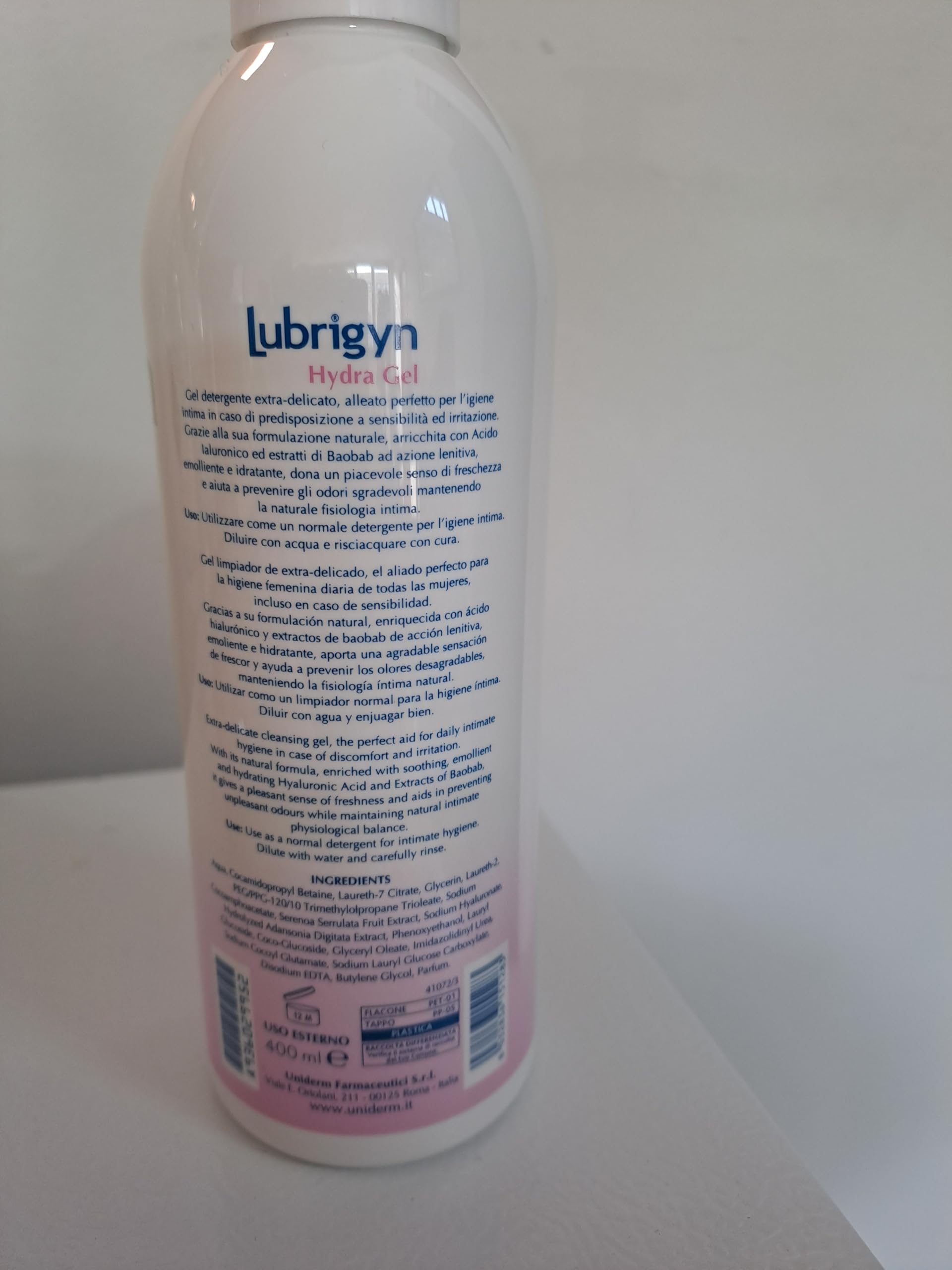 Hydra Gel - Limpieza íntima suave 5 en 1, efecto calmante, purificador, frescura duradera, protección íntima diaria y protección contra olores para toda la familia, sin parabenos (6 paquetes de 400 ml