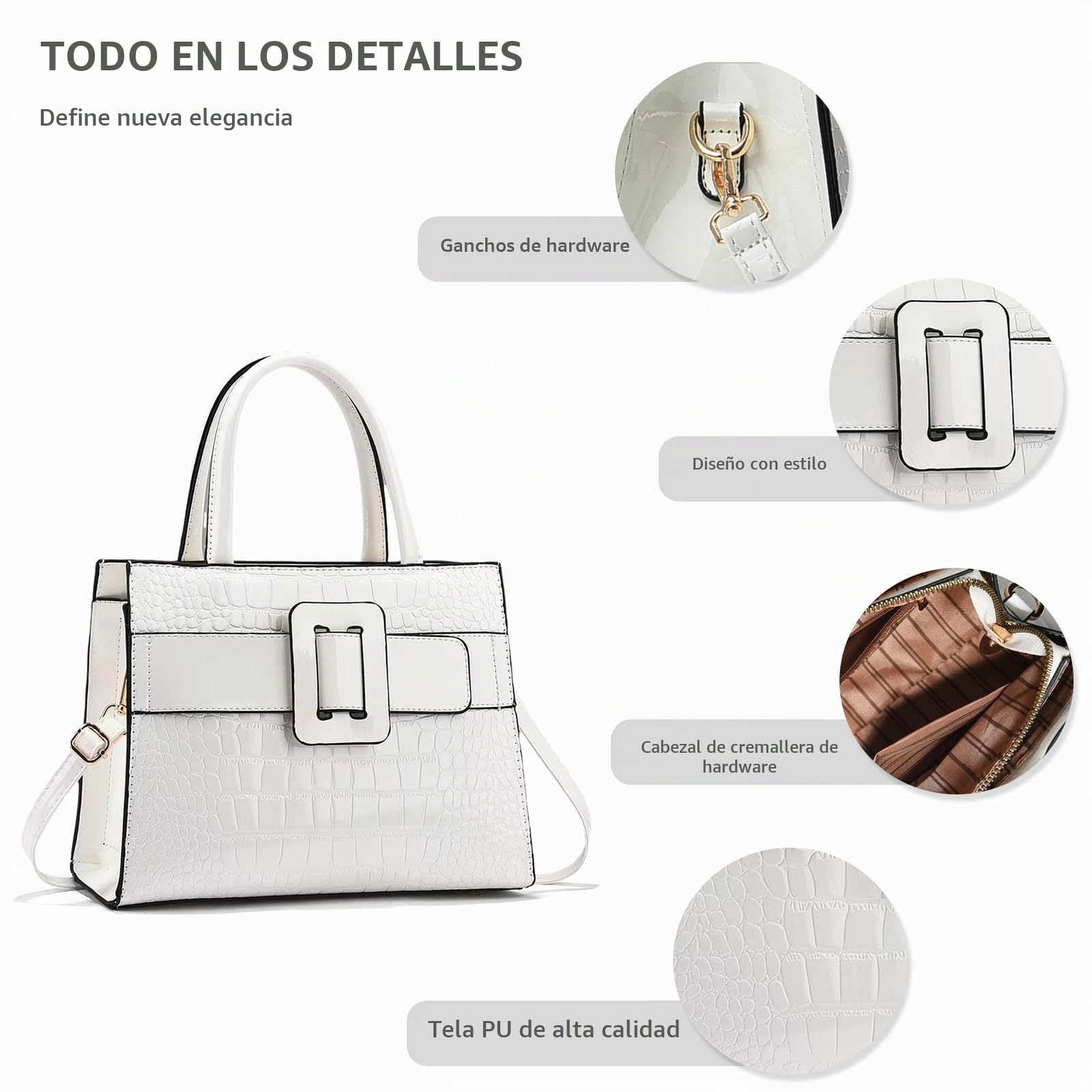 NICOLE & DORIS Bolso de Las Señoras Bolso de Mujer de Mano Cocodrilo Bolso Bandolera Cuero PU Bolso de Hombro Bolsa Cruzado Trabajo Viaje Compras