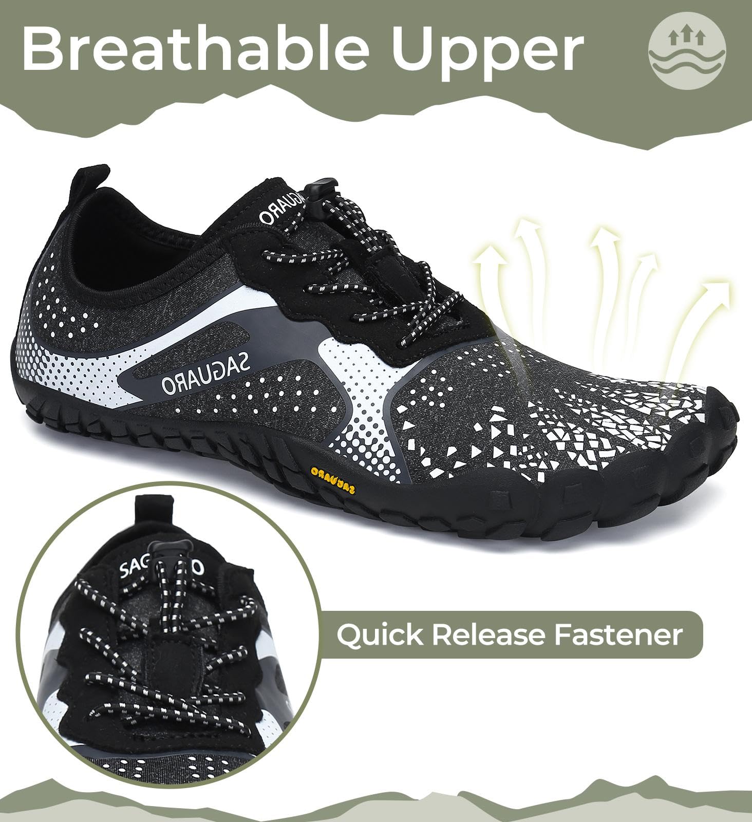 SAGUARO Scarpe Barefoot Minimaliste Uomo Scarpe da Trail Trekking Scarpette da Scoglio