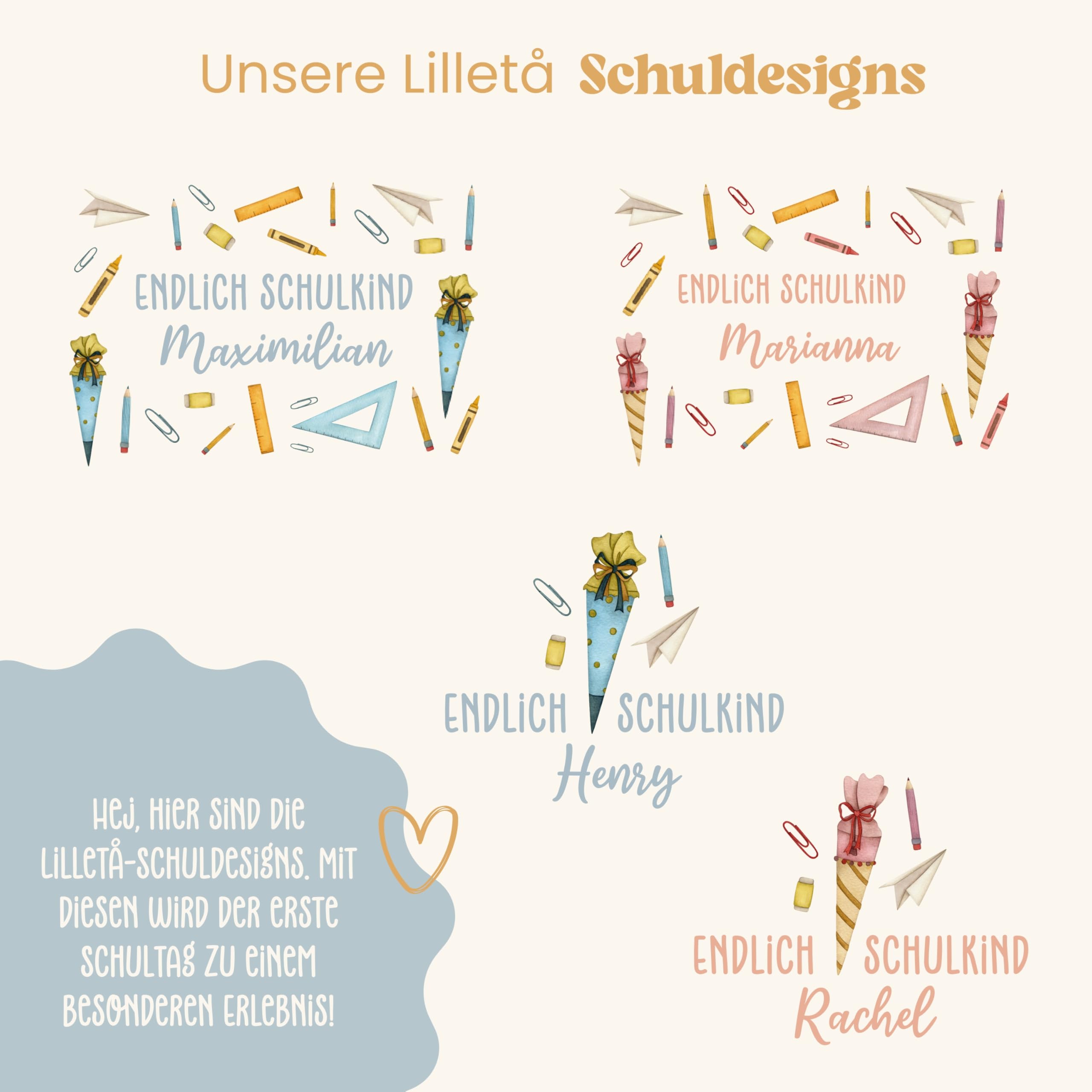 Lilletå ® Erinnerungsbox Schulanfang (001.08) - XL mit Griff - 40 x 30 x 23 cm - Erinnerungskiste Baby mit Hochwertigem Farbdruck - Baby Kind Erinnerungsbox Holz - Geschenk Geburt Mädchen Junge