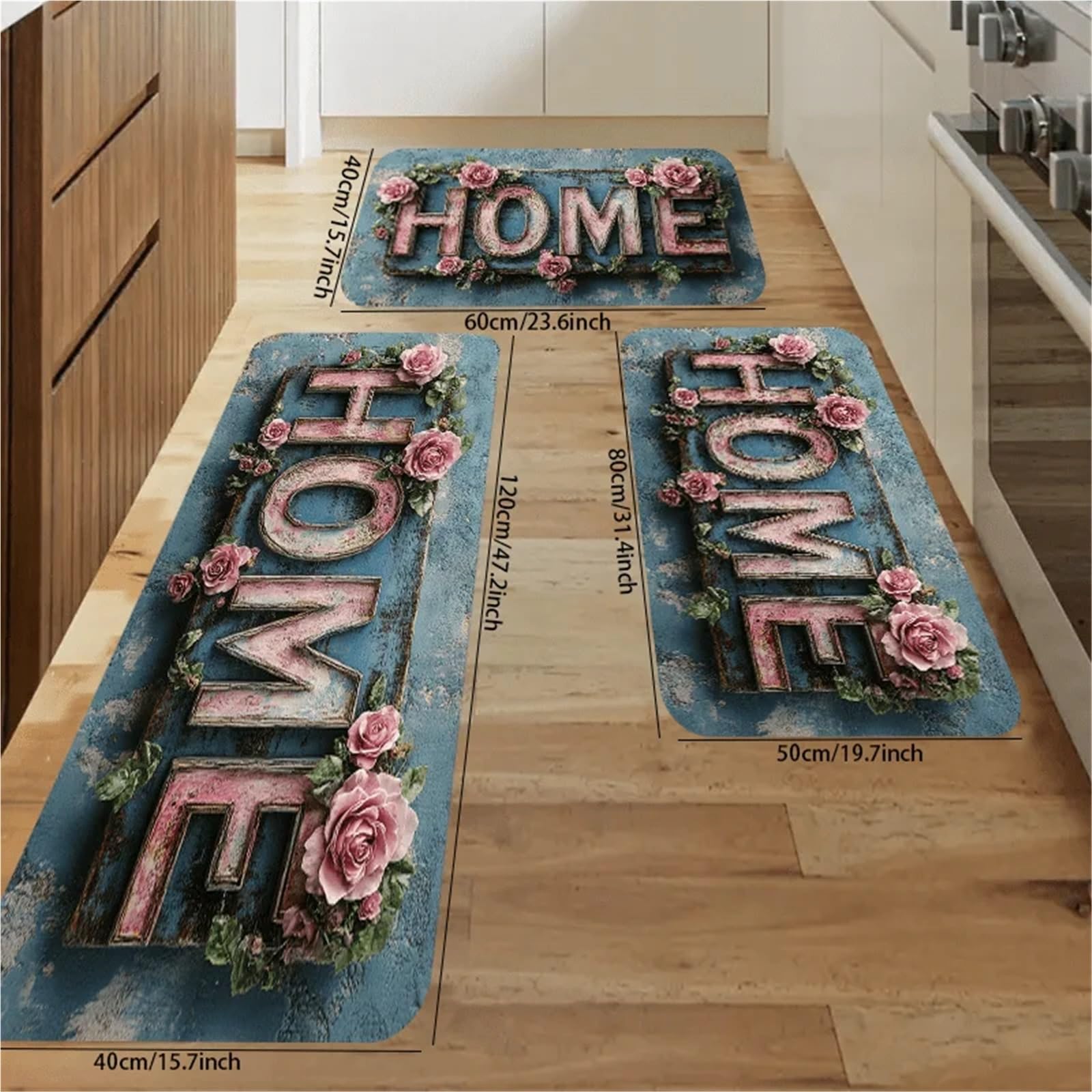 Felpudos Entrada Casa Felpudo rústico 3D Floral for Puerta de casa, Alfombra Bienvenida romántica con Rosas Rosadas Modernas, decoración navideña Lavable Antideslizante