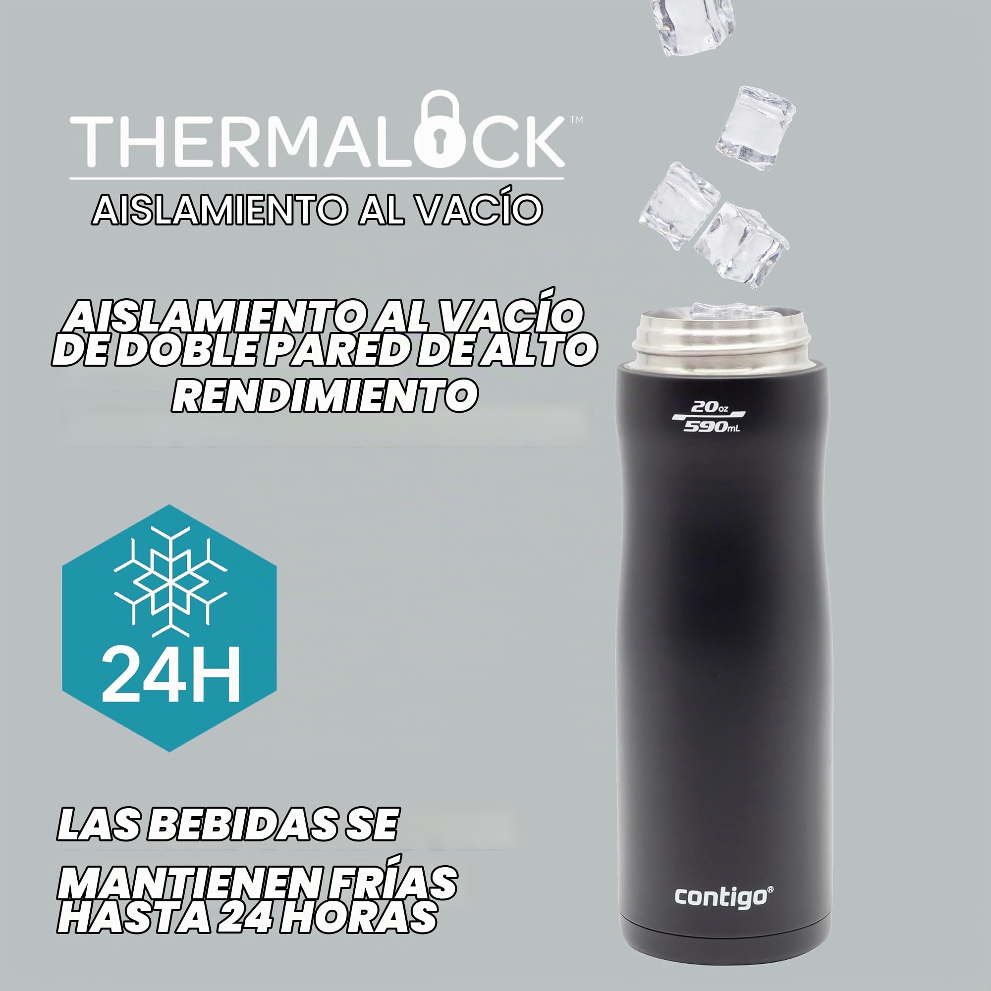 Contigo Ashland Chill Botella de Acero Inoxidable con pajilla