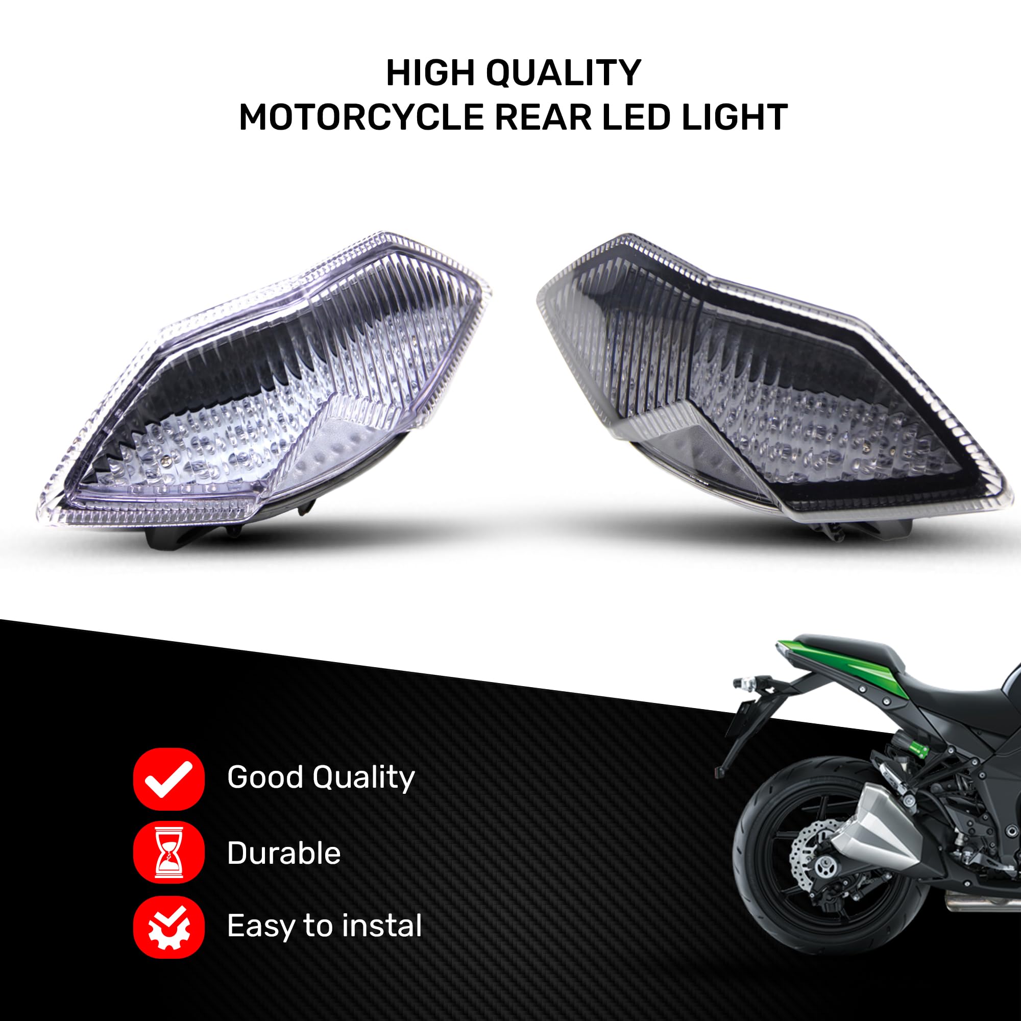 aVDB-moto Fanale posteriore indicatori di direzione integrato Compatibile con Kawasaki Z1000 2010-2012, Z1000SX e Versys 650 2011-2016 (Fumè Chiaro)
