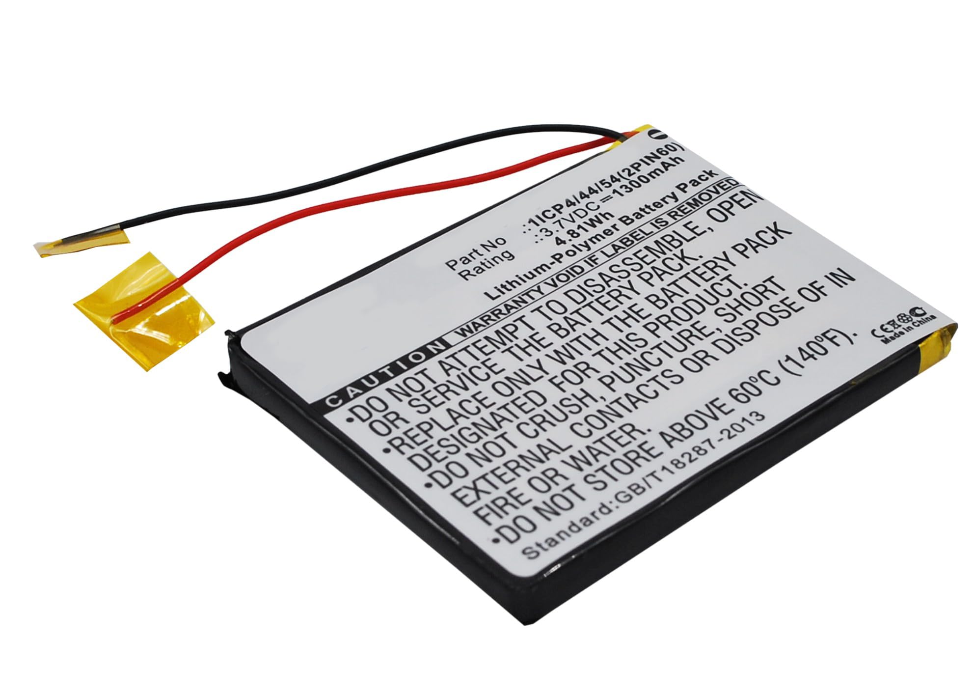 Synergy Digital GPS Battery, Compatible with MODECOM 1ICP4/44/54(3PIN60 GPS, (Li-Pol, 3.7V, 1300mAh) Ultra High Capacity, Replacement for MODECOM 1ICP4/44/54(3PIN60 Battery