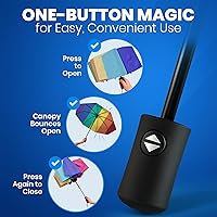 Vista 48 de Rain-Mate Paraguas compactos resistentes al viento para la lluvia, diseño de costilla de fibra de vidrio reforzada fuerte y apertura y cierre 1.Negro