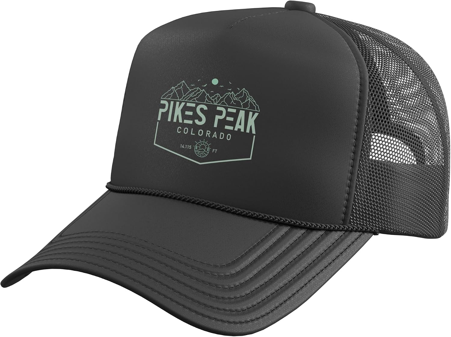 Pikes Peak Colorado Rocky Mountains Climbing Souvenirs Trucker Hat with Adjustable Mesh Back