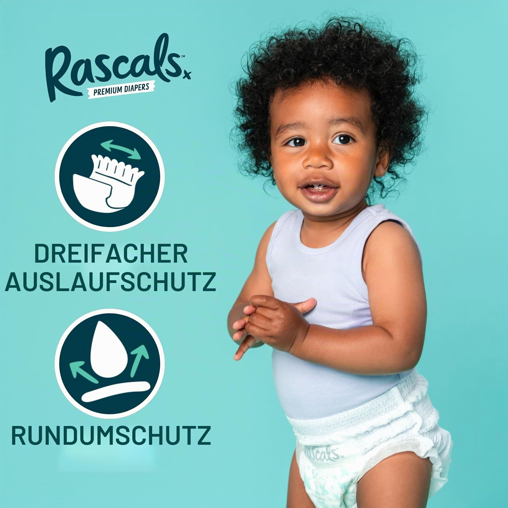 Rascals Premium Trainings-Baby-Windelhose – einfaches Pull-Up-Design, weiche und bequeme Windelhose, Größe 6, Ultra Flex 360 Bund, 15–20 kg, 46 Stück