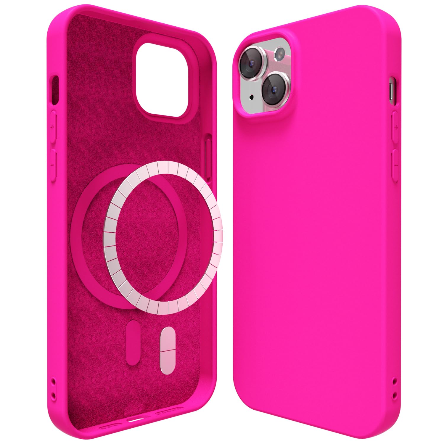 oakxco Silicone Case for iPhone 14/ iPhone 13 Case Magnetic, Compatible with Magsafe Wireless Charging, Slim Thin Soft Rubber, Girly Cute Bright Hard