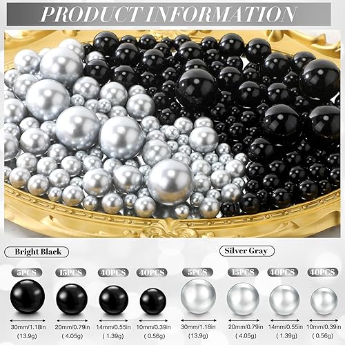 Miniatura 2 de Jadive 200 cuentas de perlas para relleno de jarrón, sin agujero, jarrón de perlas de maquillaje para soporte de brochas para decoración del hogar,