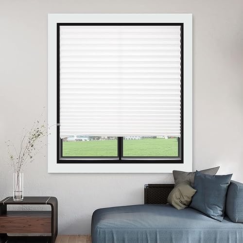 Vista 40 de MYshade Paquete de 6 persianas de papel opacas temporales para ventanas, persianas plisadas de papel con adhesivo, sin herramientas, sin Negro